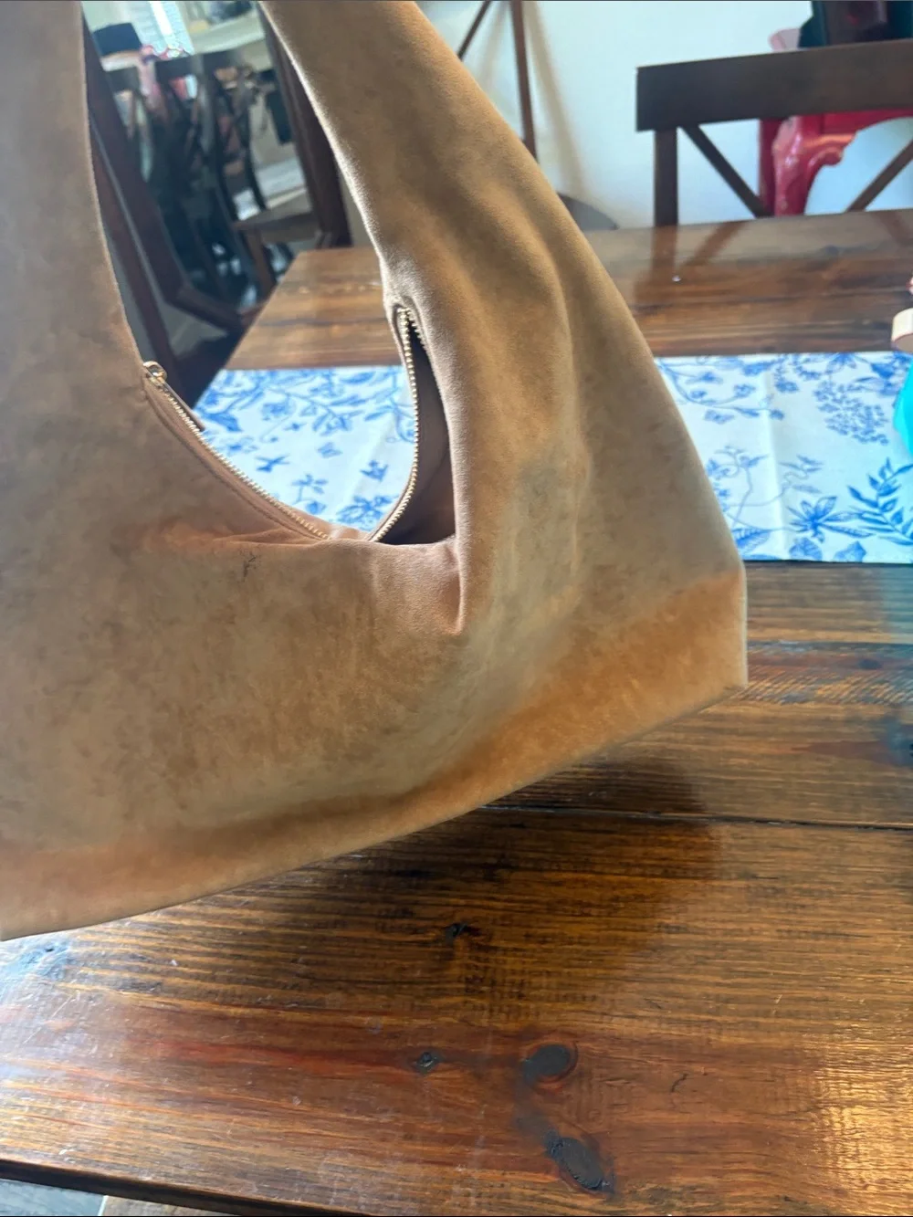 Tan Suede Hobo Shoulder Bag - Women